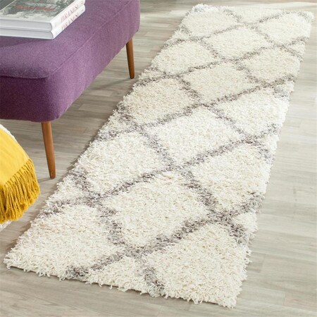 Safavieh 2 ft. 3 in. x 10 ft. SGD-Dallas Shag Rectangle Machine Made Rug Ivory & Grey SGDS257F-210